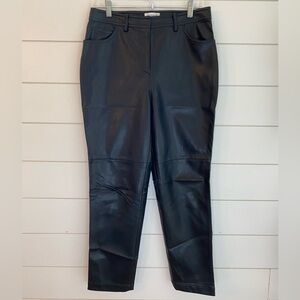 Womens Black Faux Leather Pants 8 High Rise Chic Goth Mobwife Menswear Inspired